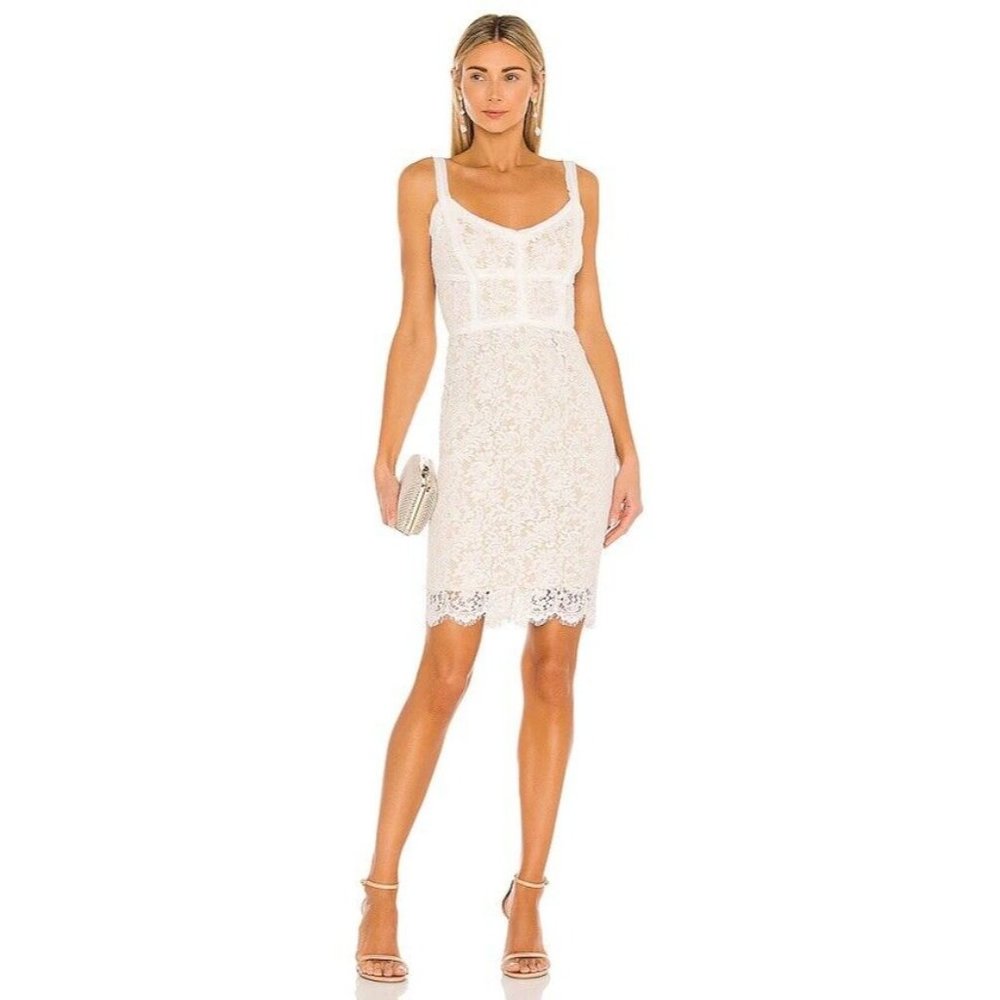 HEARTLOOM Adora Mini Dress Eggshell White Lace Party Romantic